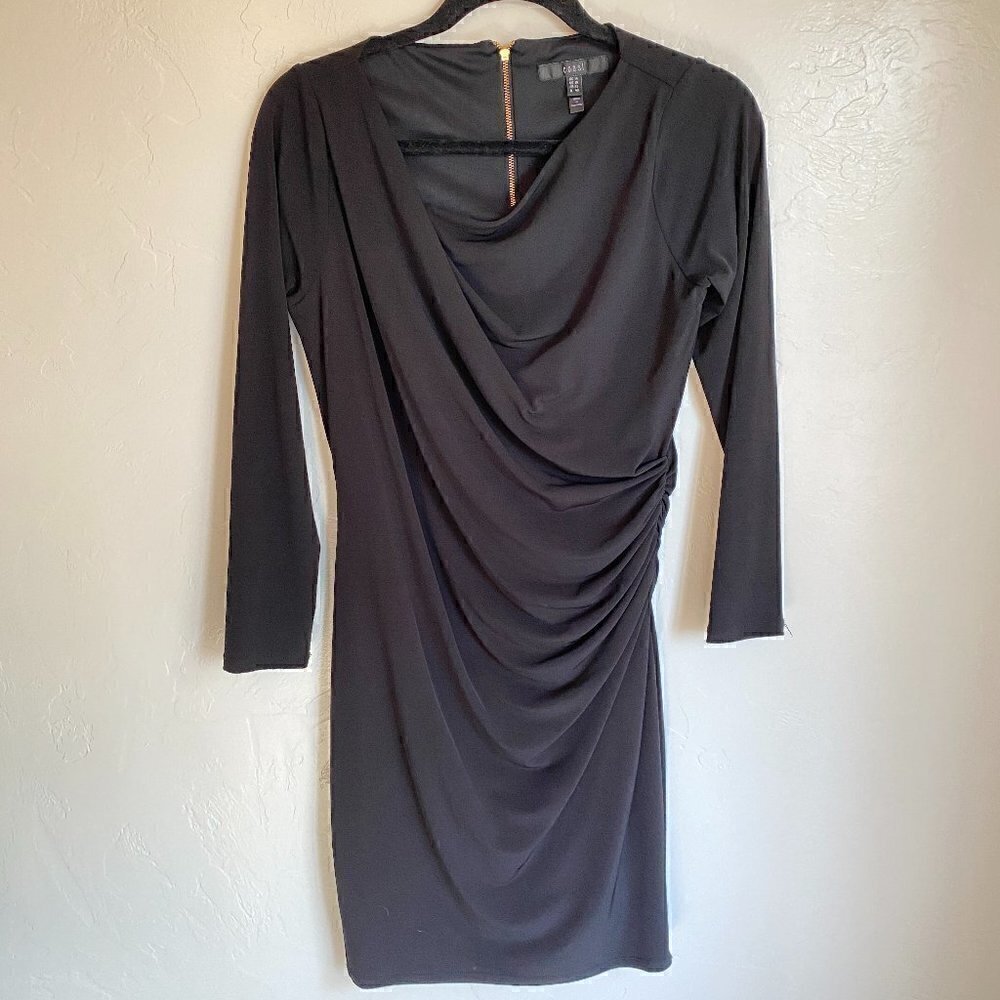 Coast Clothing Draped Neck 3/4 Sleeve Little Black Dress